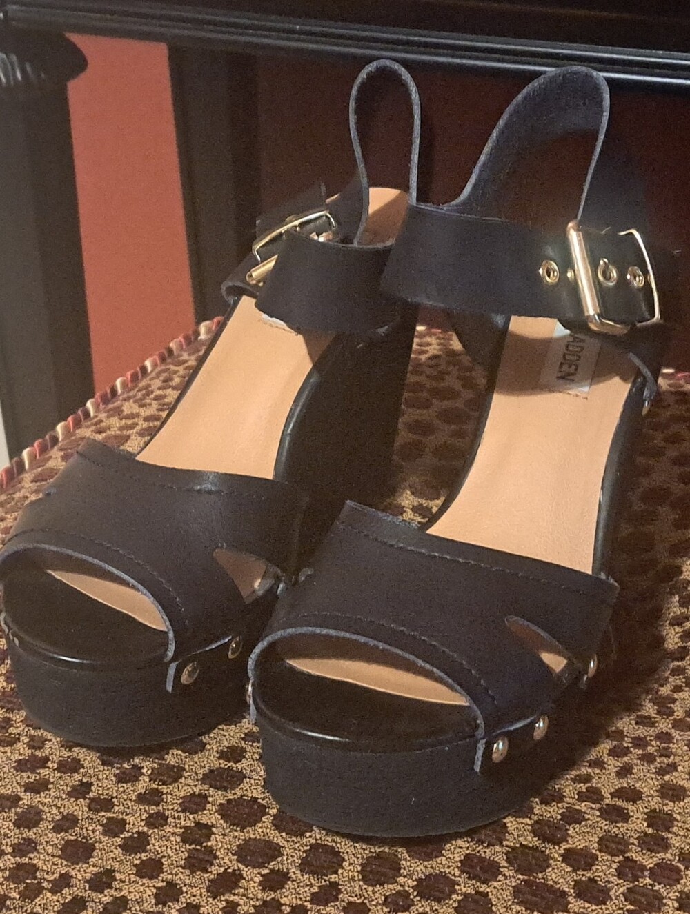 Steve Madden Black Platform Ankle Strap Sandals - Women